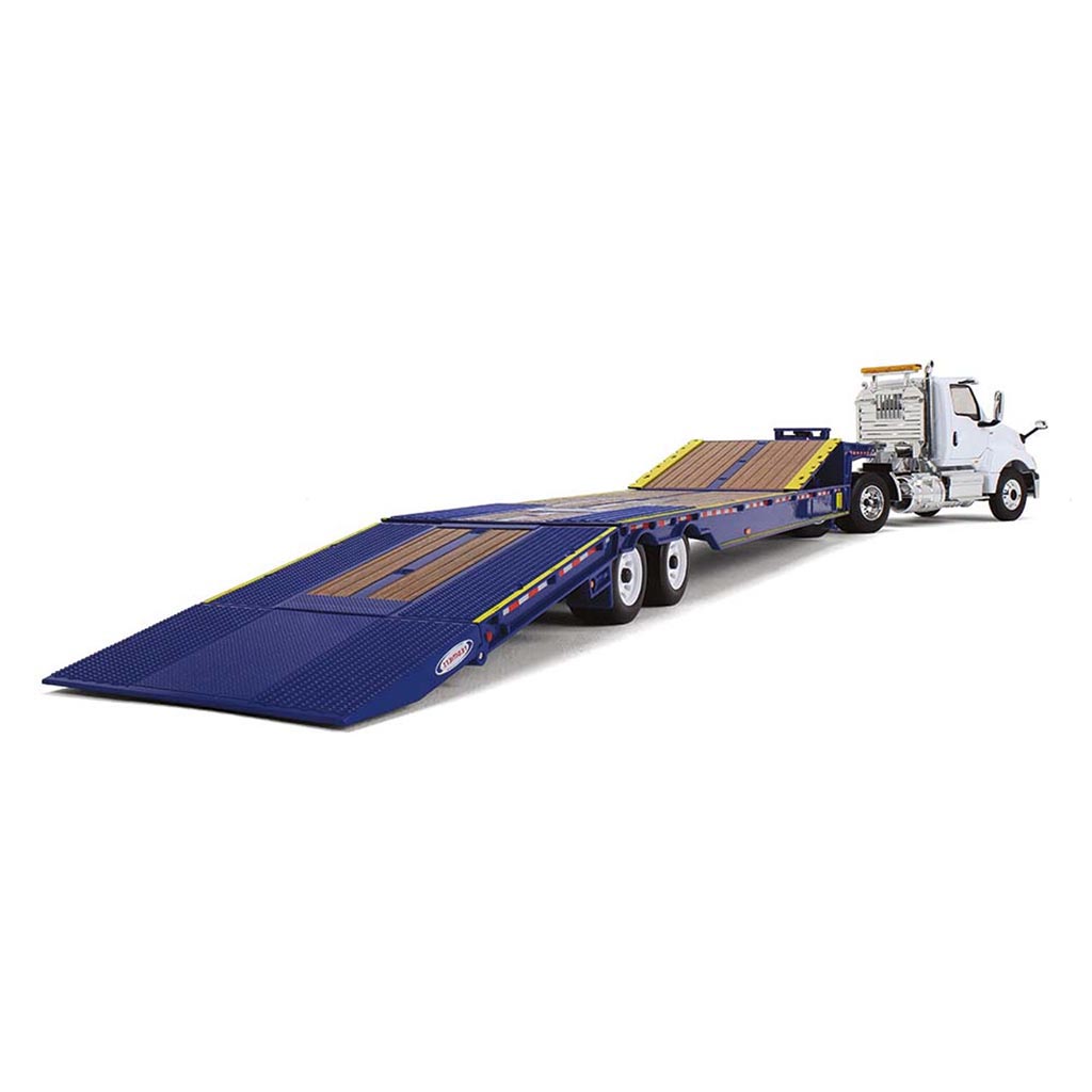 International LT Day Cab w/Ledwell Hydratail Lowboy Trailer (White/Blue)