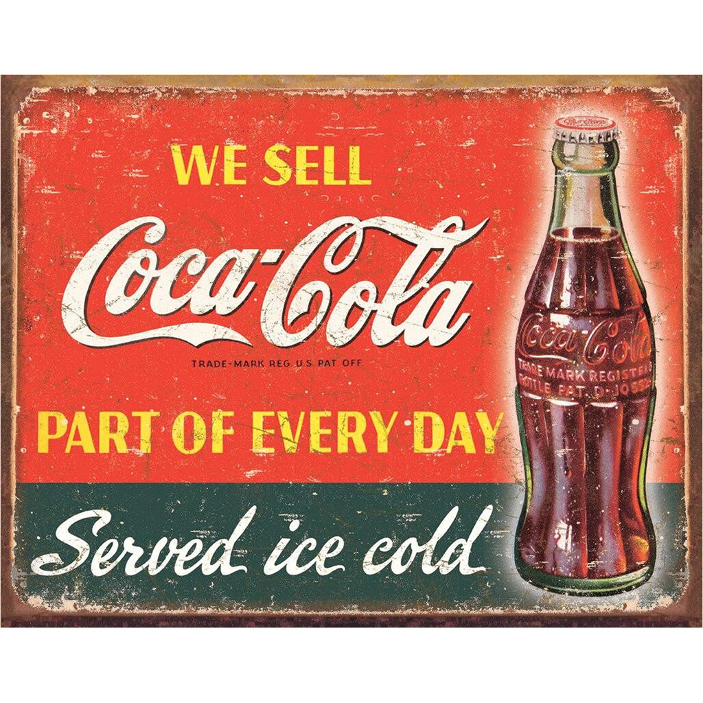 Vintage Advertising Sign for Coca-Cola with a Bottle In the Image