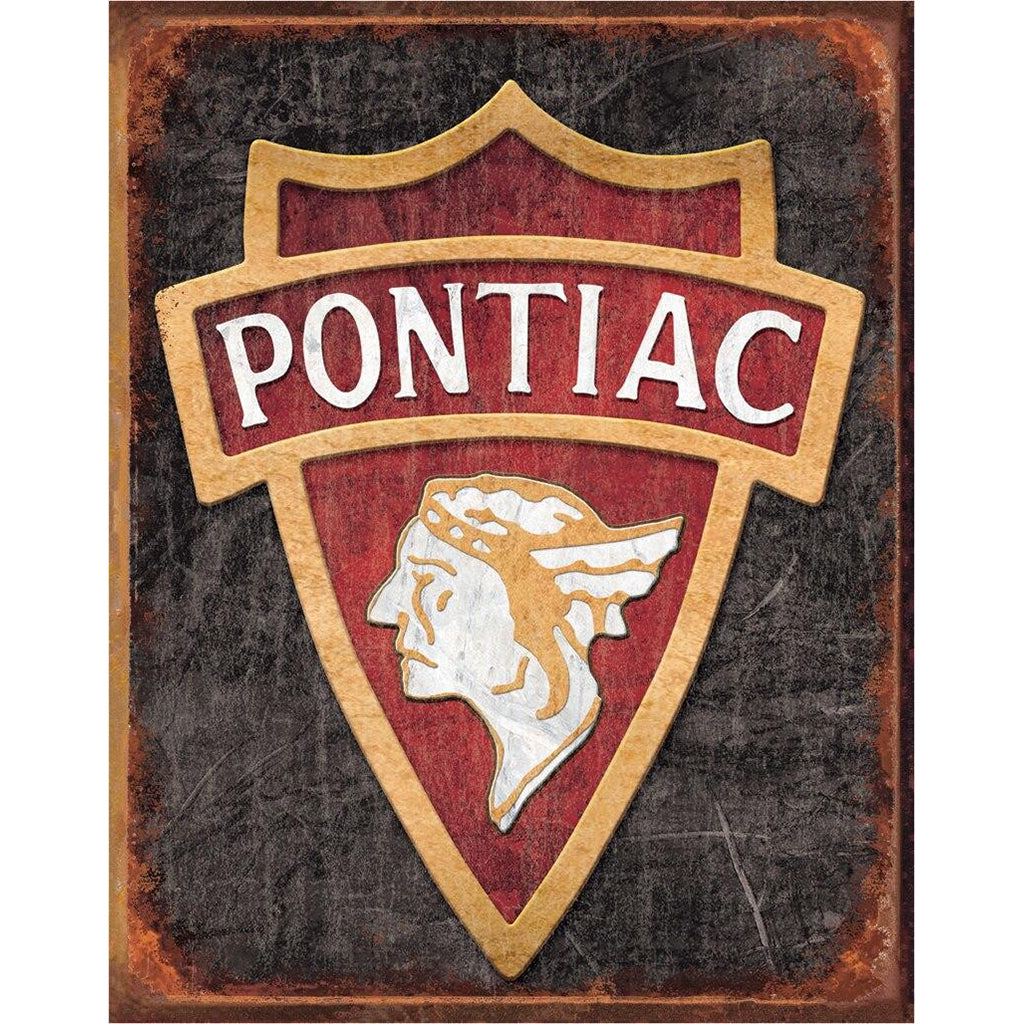 Vintage-style Pontiac logo on a dark background