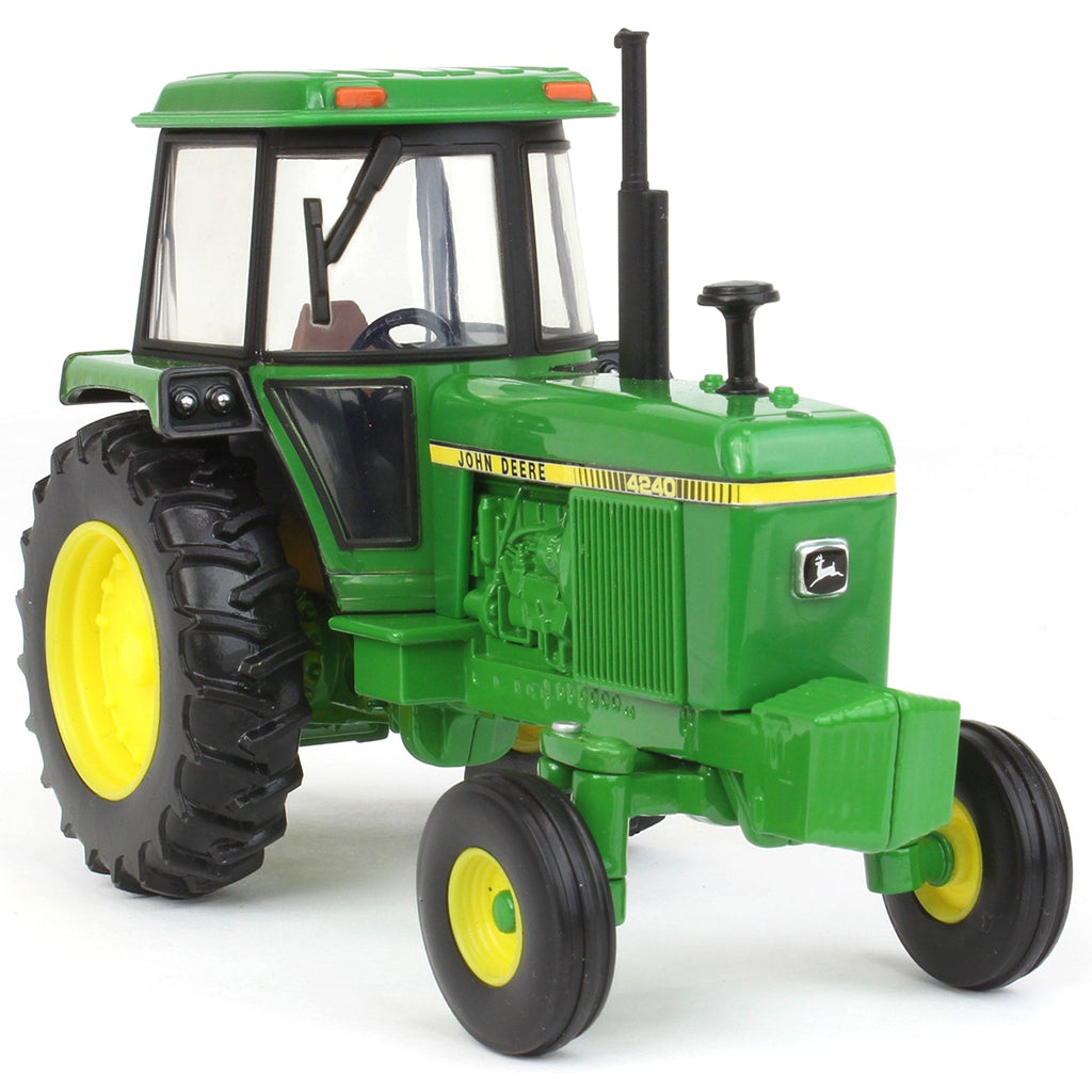 Model of a green John Deere 4240 tractor on a white background