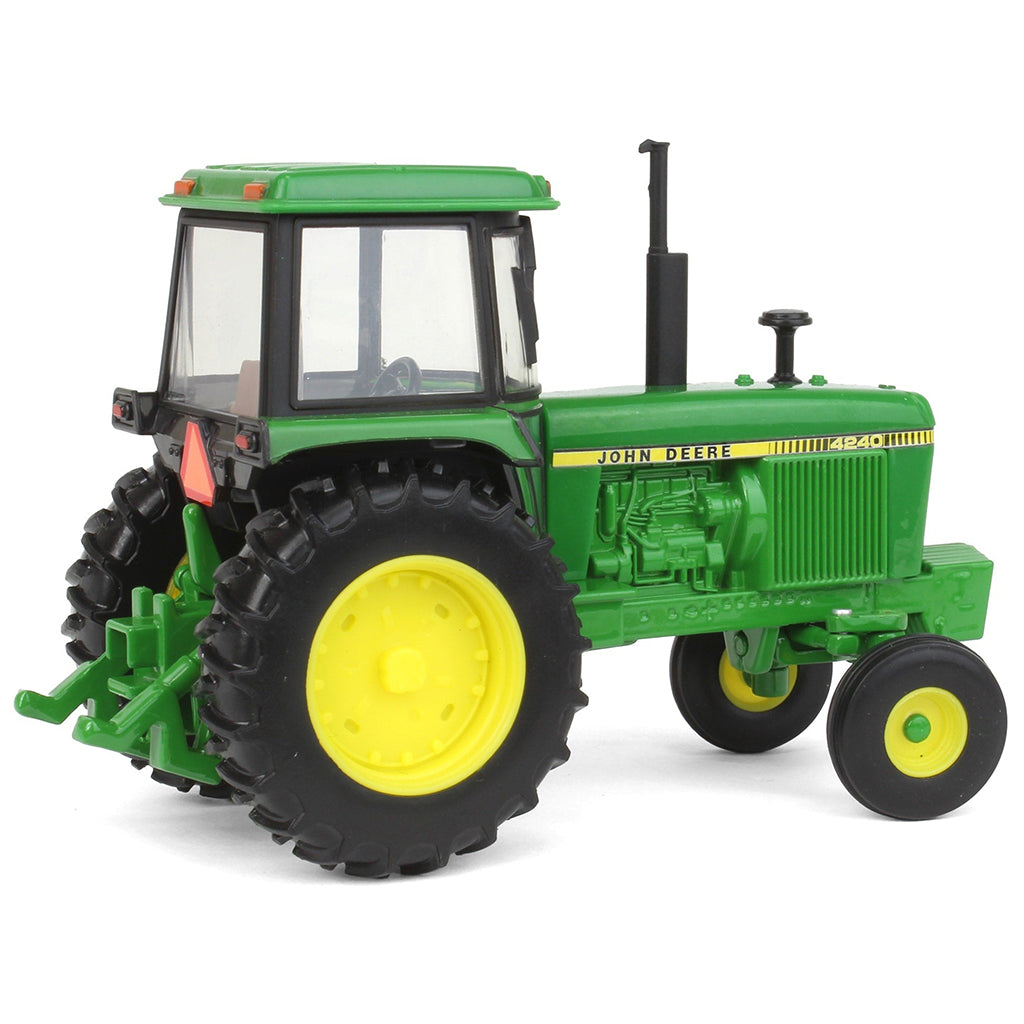 Model of a green John Deere 4240 tractor on a white background