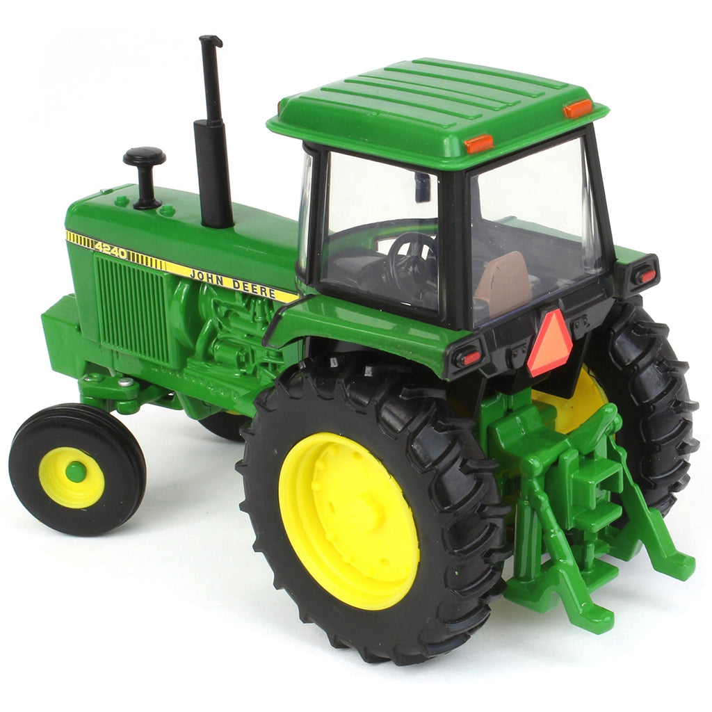 Model of a green John Deere 4240 tractor on a white background