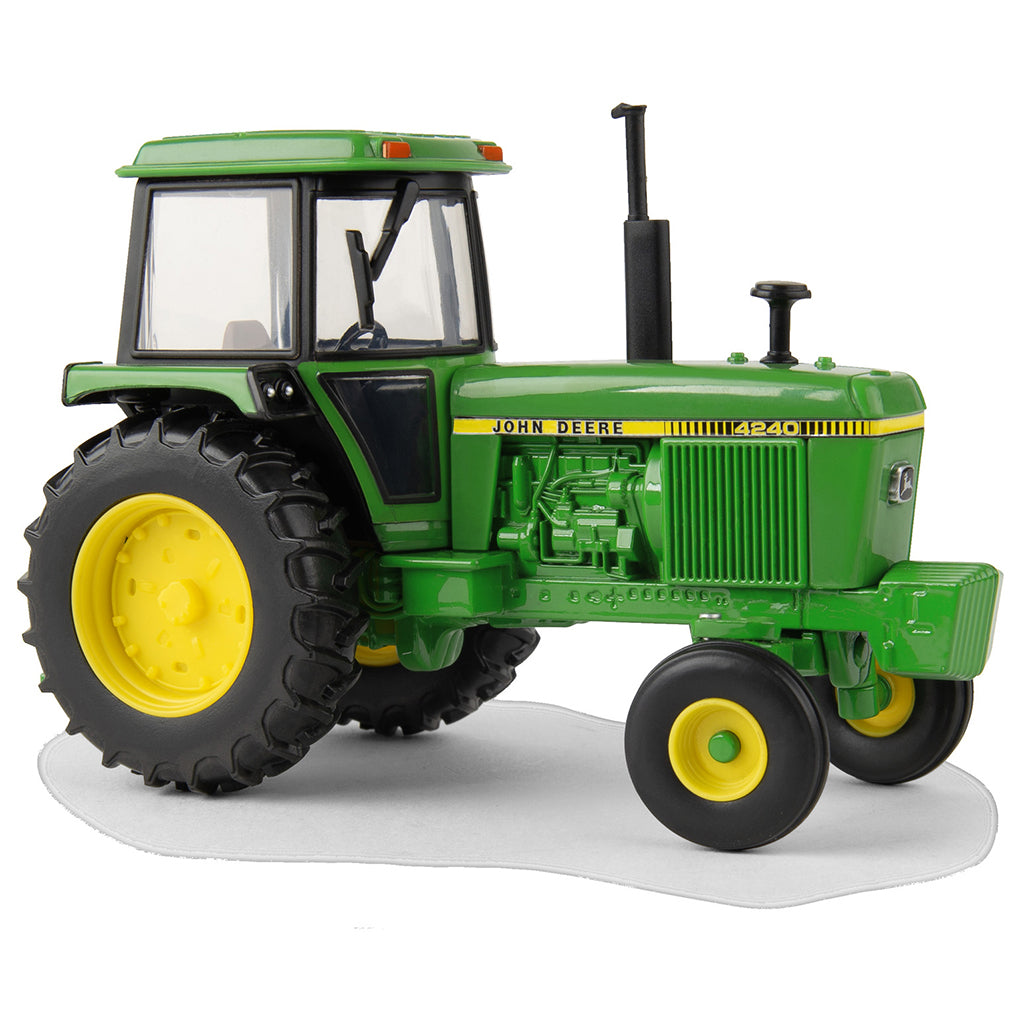 Model of a green John Deere 4240 tractor on a white background