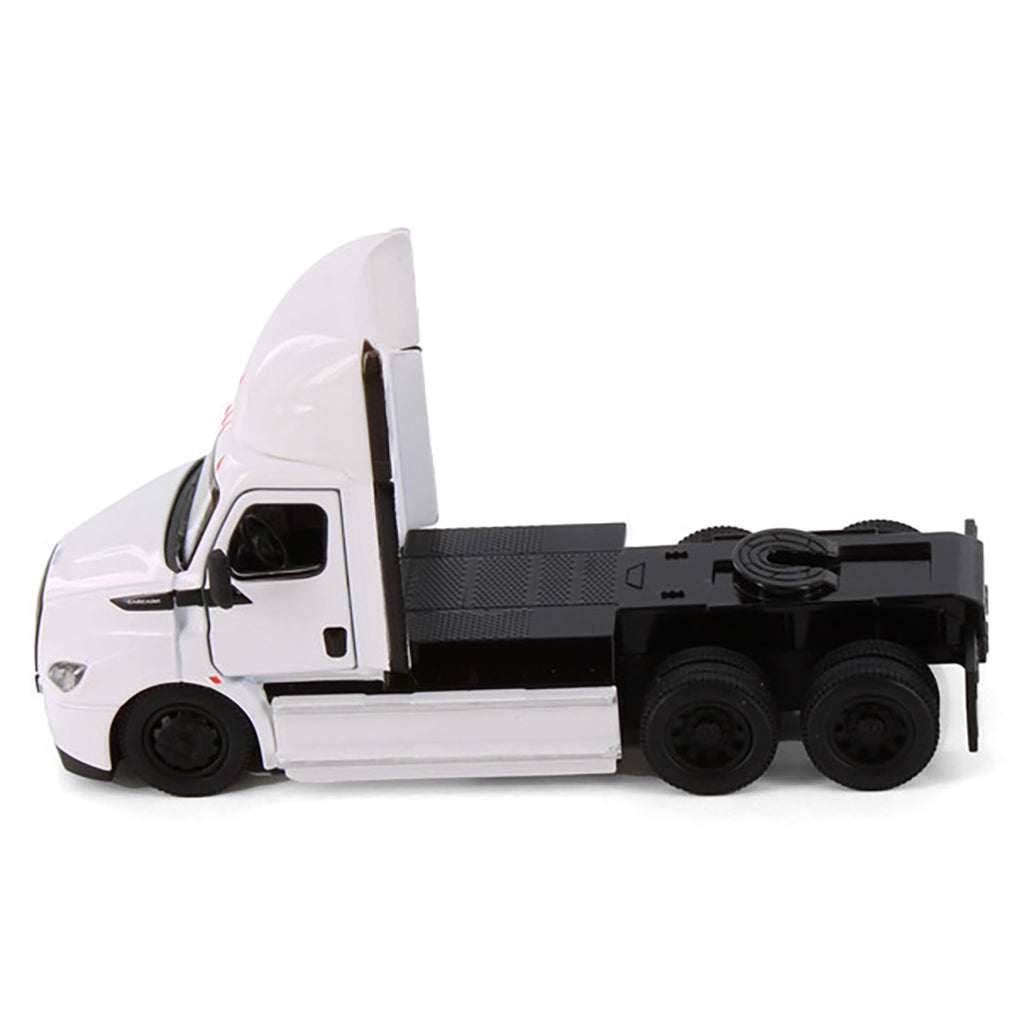 Model of a 2022 Freightliner eCascadia Day Cab Tractor on a White Background