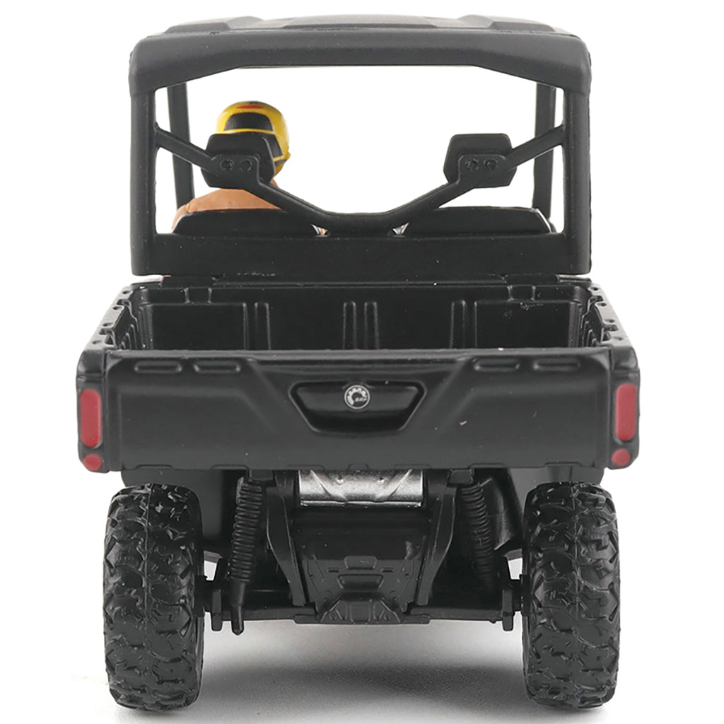 Black off-road vehicle with a person inside on a white background