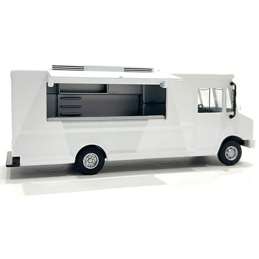 Model of a food truck on a white background