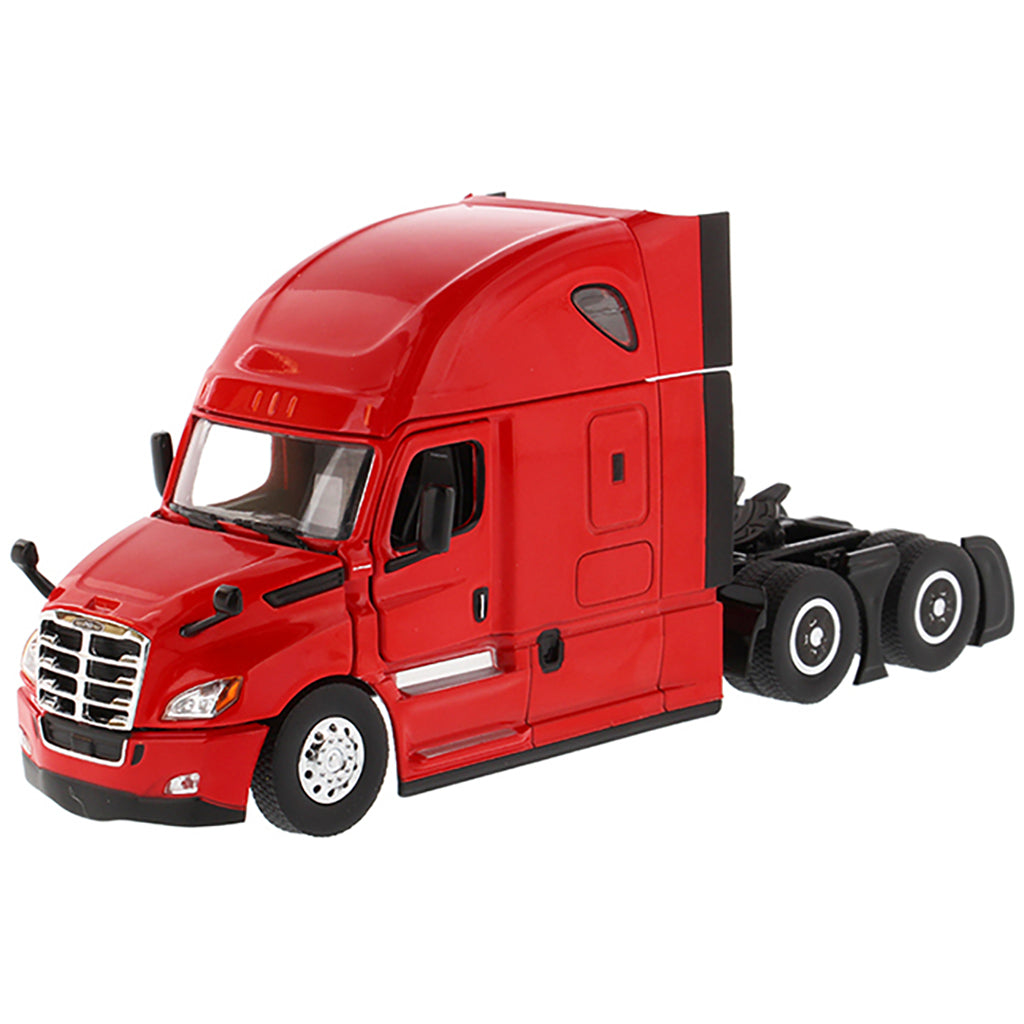Red toy truck on a white background