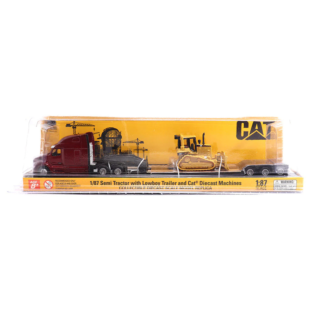 Model truck set in packaging with Caterpillar logo on a white background