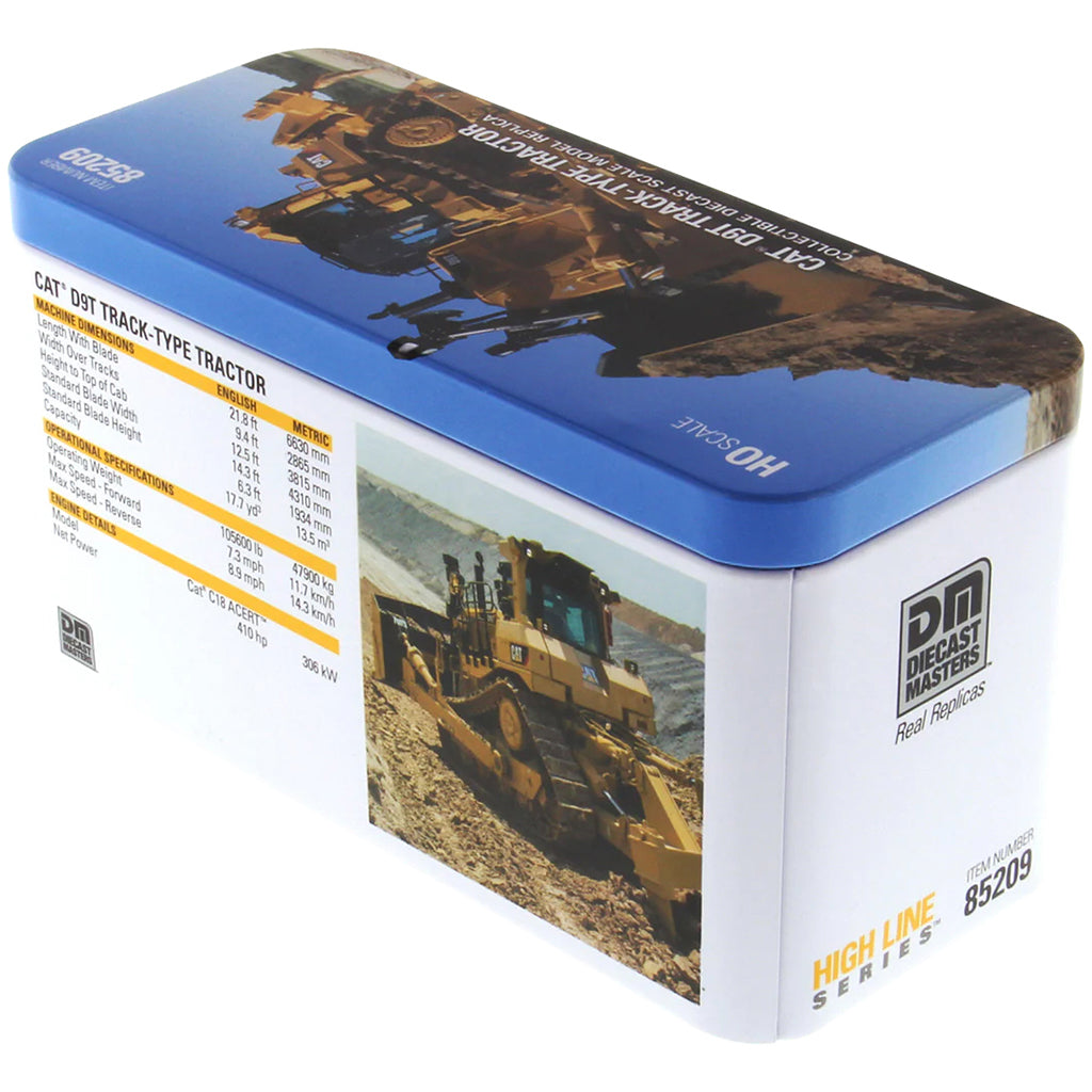 Box for a model CAT track-type tractor with blue and white design