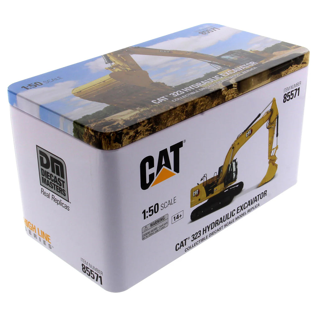 Model of a caterpillar 323 Hydraulic Excavator on a White Background
