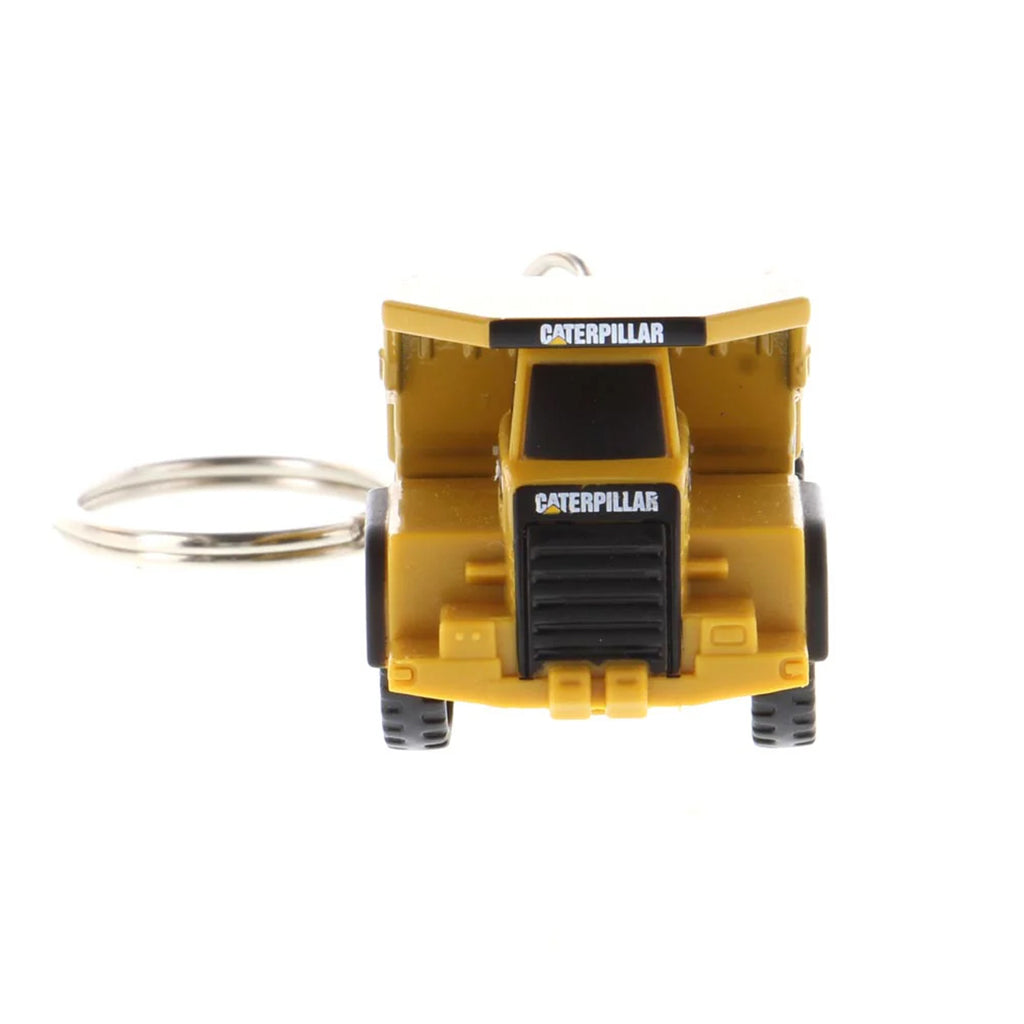 Caterpillar 770 Off-Highway Dump Truck Keychain on a White Background