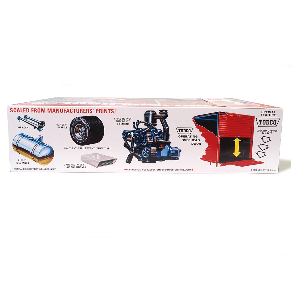 Model kit packaging with illustrations and branding on a white background