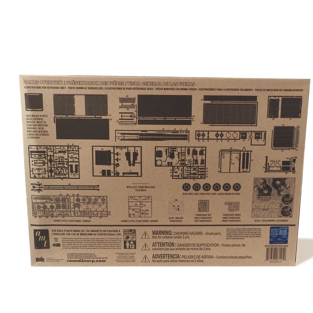 Cardboard box with technical drawings and text on a white background