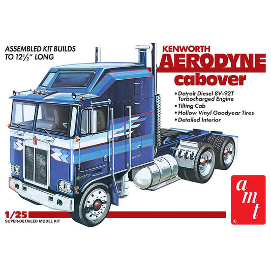 Model kit box for a Kenworth Aerodyne cabover truck with AMT logo.