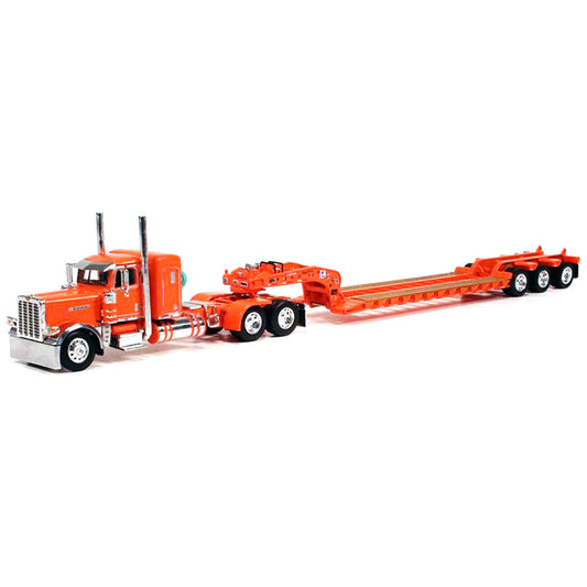 Peterbilt Pride-N- Class 389 36" Sleeper w/Tri-Axle Fontaine Magnitude Lowboy Trailer (Orange)