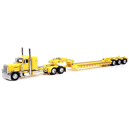 Peterbilt Pride-N- Class 389 36" Sleeper w/Tri-Axle Fontaine Magnitude Lowboy Trailer (Yellow)