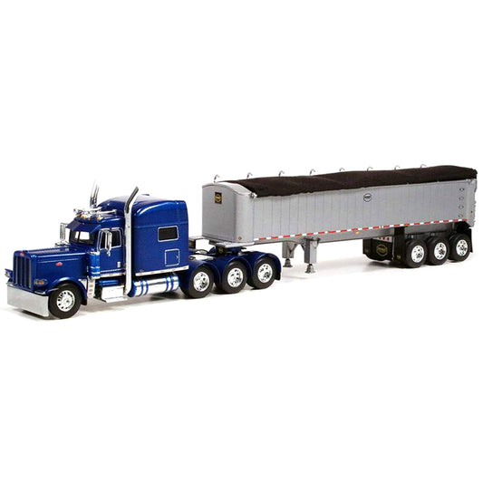 Peterbilt 389 w/MAC Coal Square Bottom Tri-Axle End Dump Trailer (Blue/Silver)