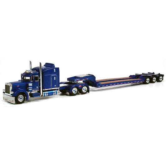 Peterbilt 379 w/Talbert Tri-Axle Lowboy Trailer (Blue)