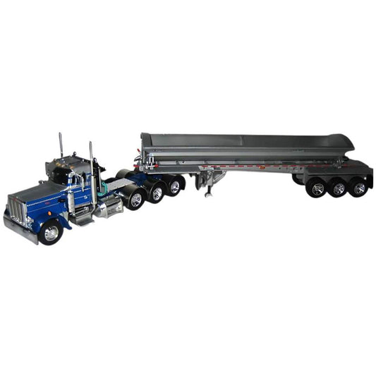Peterbilt 359 Tri-Axle Day Cab with SmithCo Tri-Axle Side Dump Trailer (Blue/Silver)