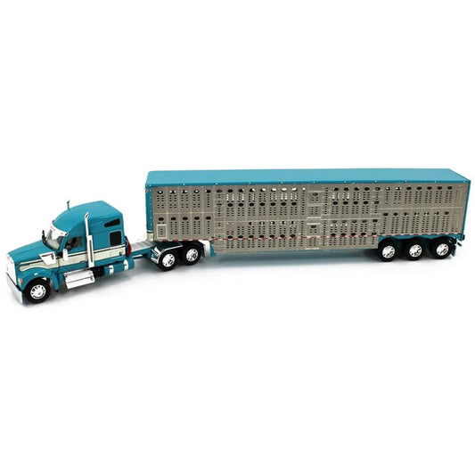 Kenworth W990 w/53' WIlson Silverstar Tri-Axle Livestock Trailer (Aqua/Cream)
