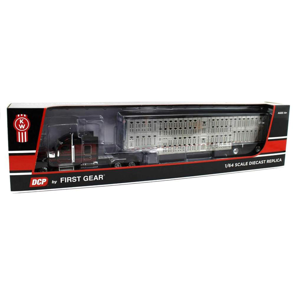 Kenworth W990 w/53' Wilson Silverstar Spread-Axle Livestock Trailer (Red/Black)