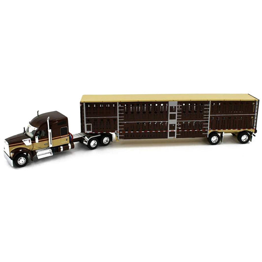 Kenworth W990 w/53' Wilson Silverstar Spread-Axle Livestock Trailer (Brown/Tan)