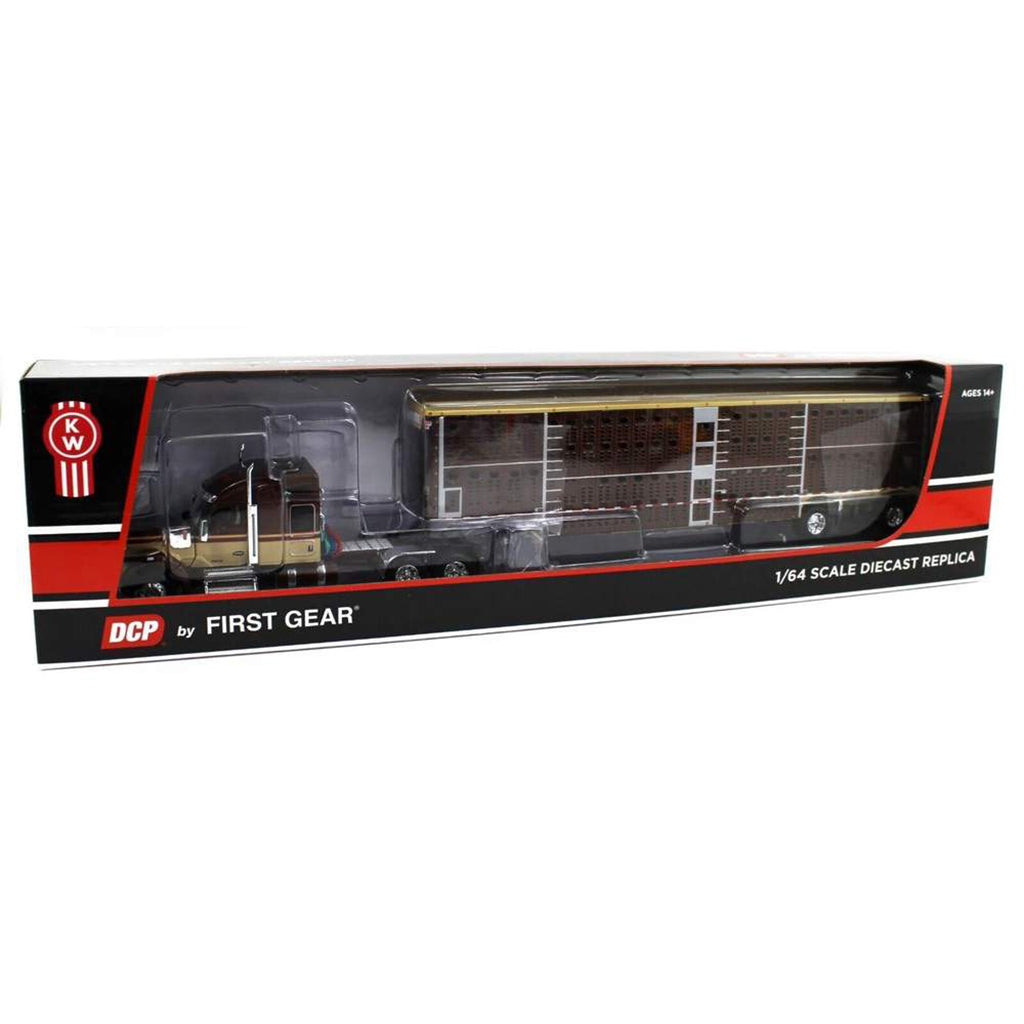 Kenworth W990 w/53' Wilson Silverstar Spread-Axle Livestock Trailer (Brown/Tan)