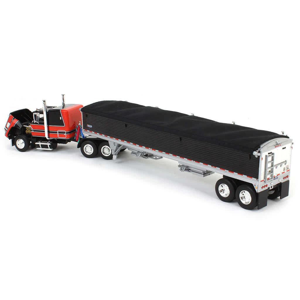 Ford LTL 9000 "Louisville" with 60" Flat Top Sleeper and Wilson 43' Pacesetter Grain Trailer (Black/Red)