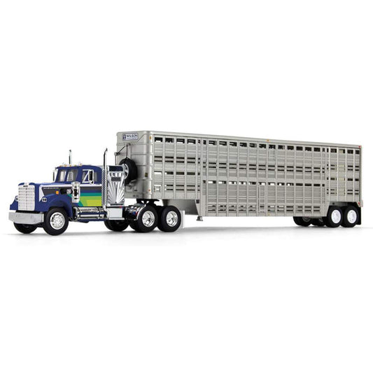 White Western Star 4900 w/45' Wilson Livestock Trailer (Blue/Green)