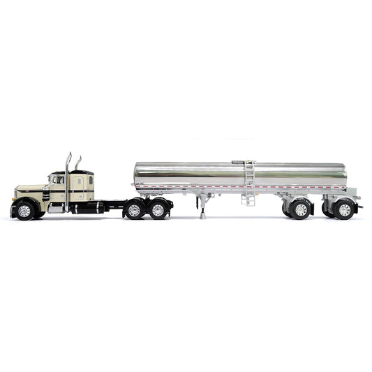 Peterbilt 379 w/Walker Spread-Axle Milk Tanker Trailer (Beige/Black)