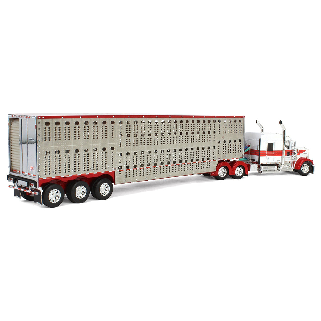 Kenworth W900L w/53' Wilson Silverstar Tri-Axle Livestock Trailer (Red/White)