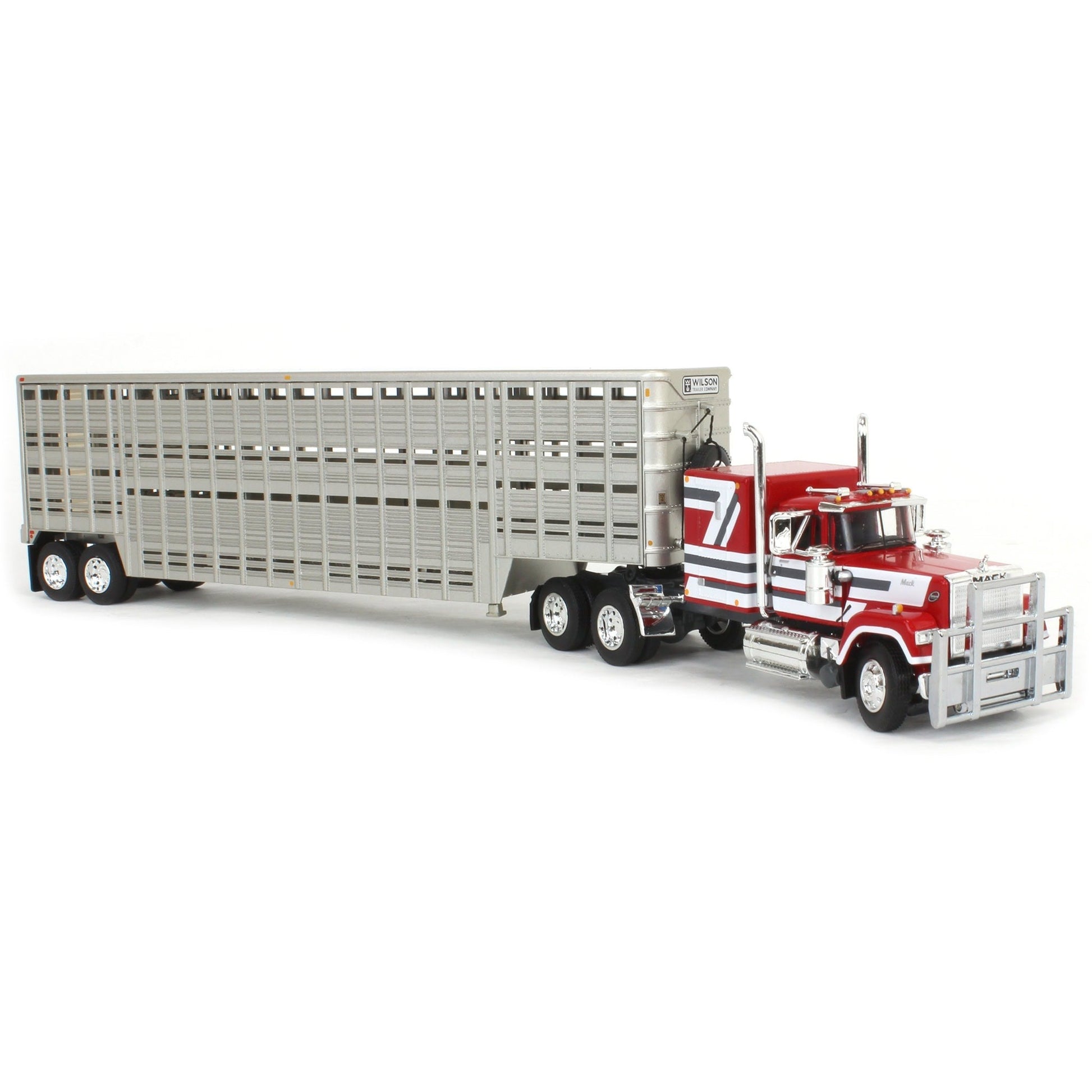 Mack Super-Liner w/45' Wilson Livestock Trailer (Red/White/Gray)