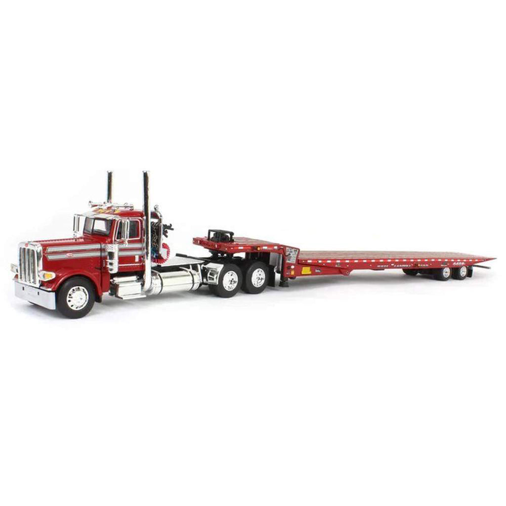 Peterbilt 389 Day Cab w/Landoll 440B-50CA Traveling Axle Trailer (Red/Silver)