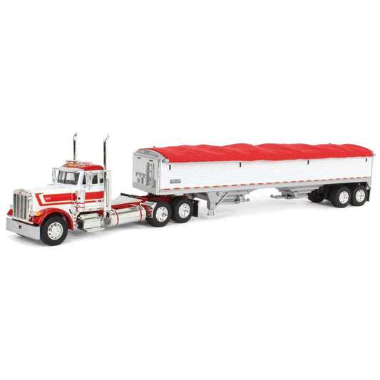 Peterbilt 379 Day Cab w/Wilson 43' Pacesetter Grain Trailer (Red/White)