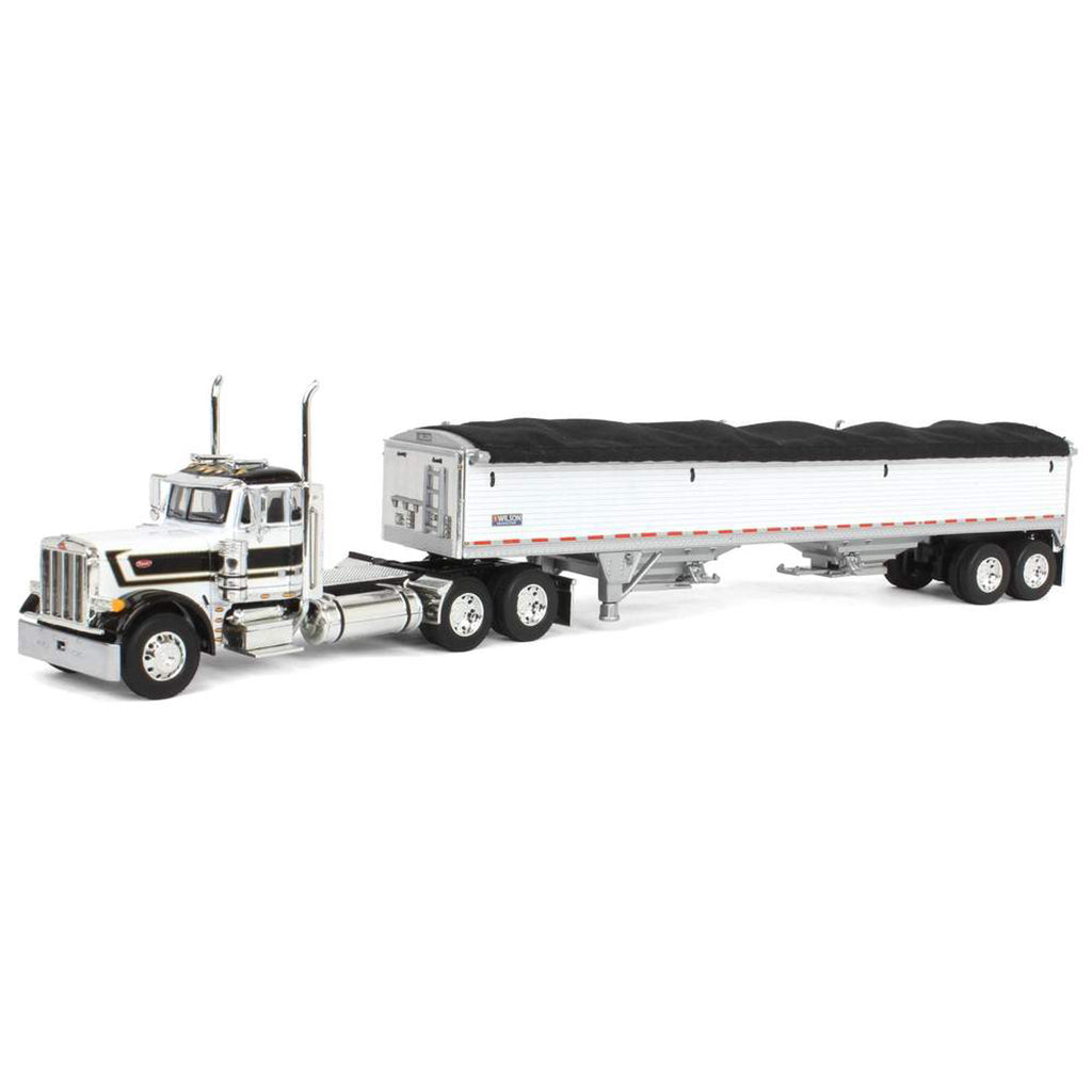 Peterbilt 379 Day Cab w/Wilson 43' Pacesetter Grain Trailer (Black/White)