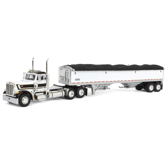 Peterbilt 379 Day Cab w/Wilson 43' Pacesetter Grain Trailer (Black/White)