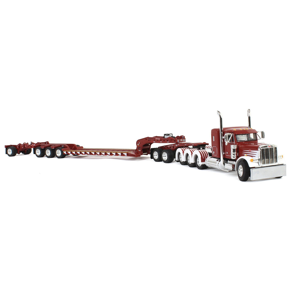 Peterbilt 379 Tri-Axle w/Fontaine Magnitude Lowboy Trailer w/Jeep & Stinger (Cherry Red/White)