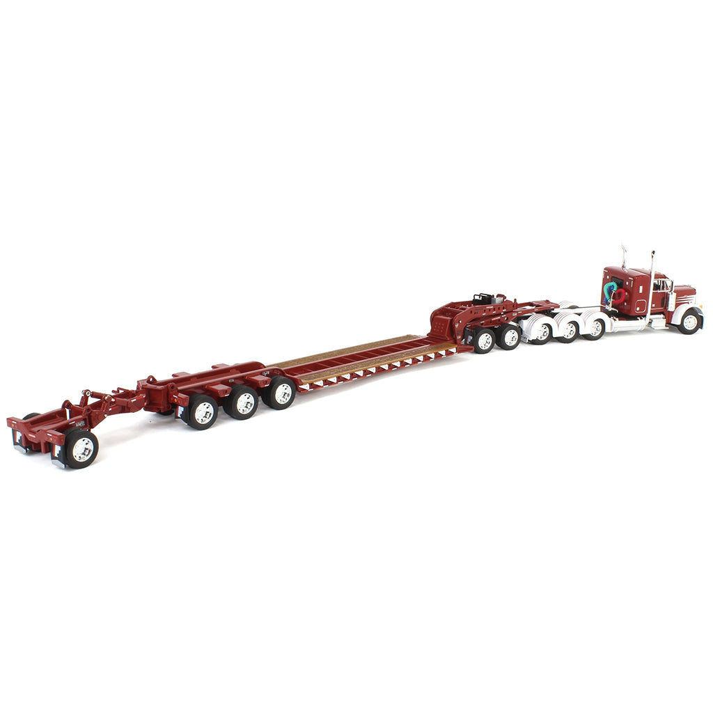Peterbilt 379 Tri-Axle w/Fontaine Magnitude Lowboy Trailer w/Jeep & Stinger (Cherry Red/White)