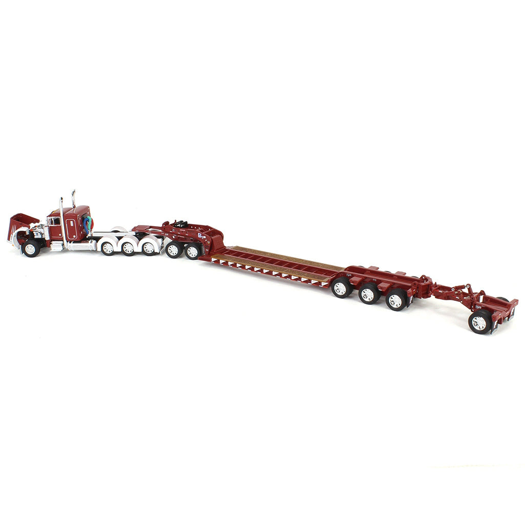 Peterbilt 379 Tri-Axle w/Fontaine Magnitude Lowboy Trailer w/Jeep & Stinger (Cherry Red/White)