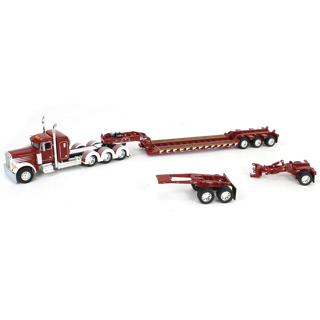 Peterbilt 379 Tri-Axle w/Fontaine Magnitude Lowboy Trailer w/Jeep & Stinger (Cherry Red/White)