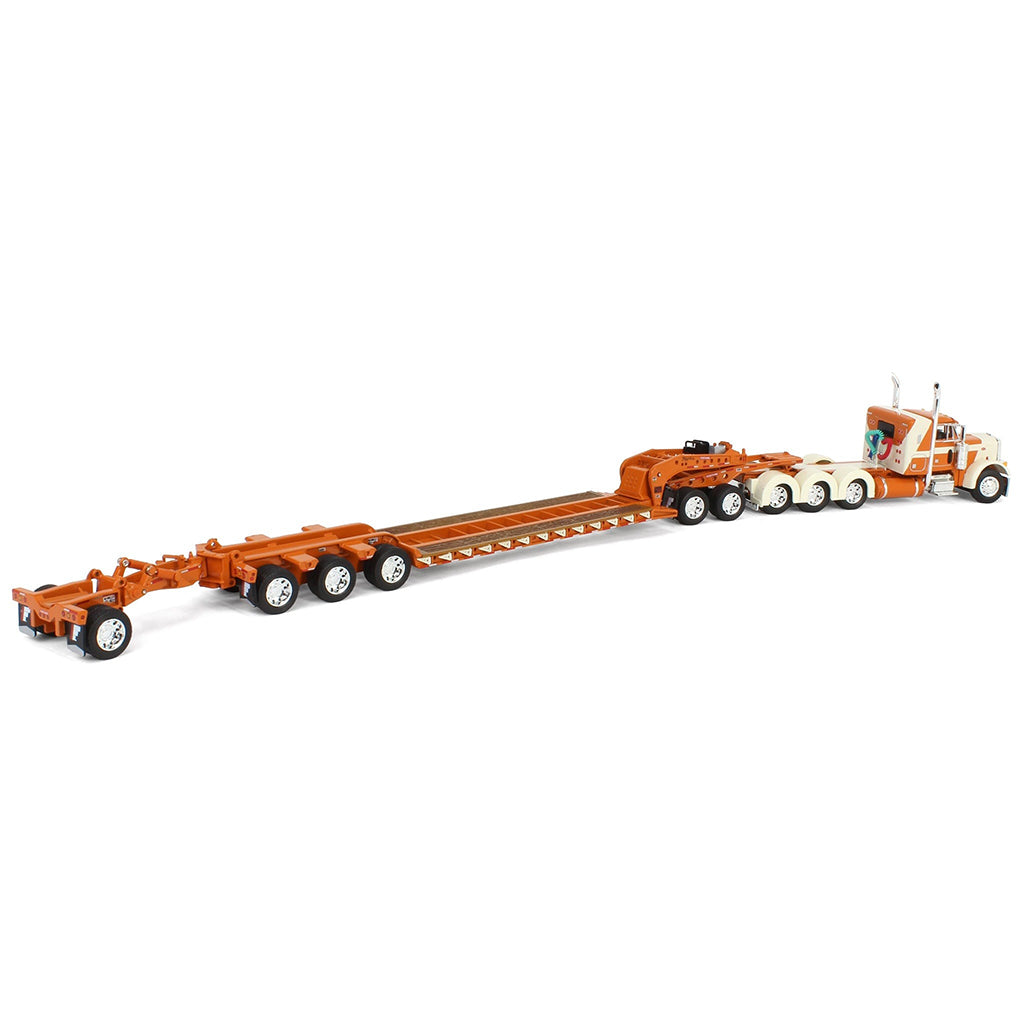 Peterbilt 379 Tri-Axle w/Fontaine Magnitude Lowboy Trailer w/Jeep & Stinger (Burnt Orange/Cream)