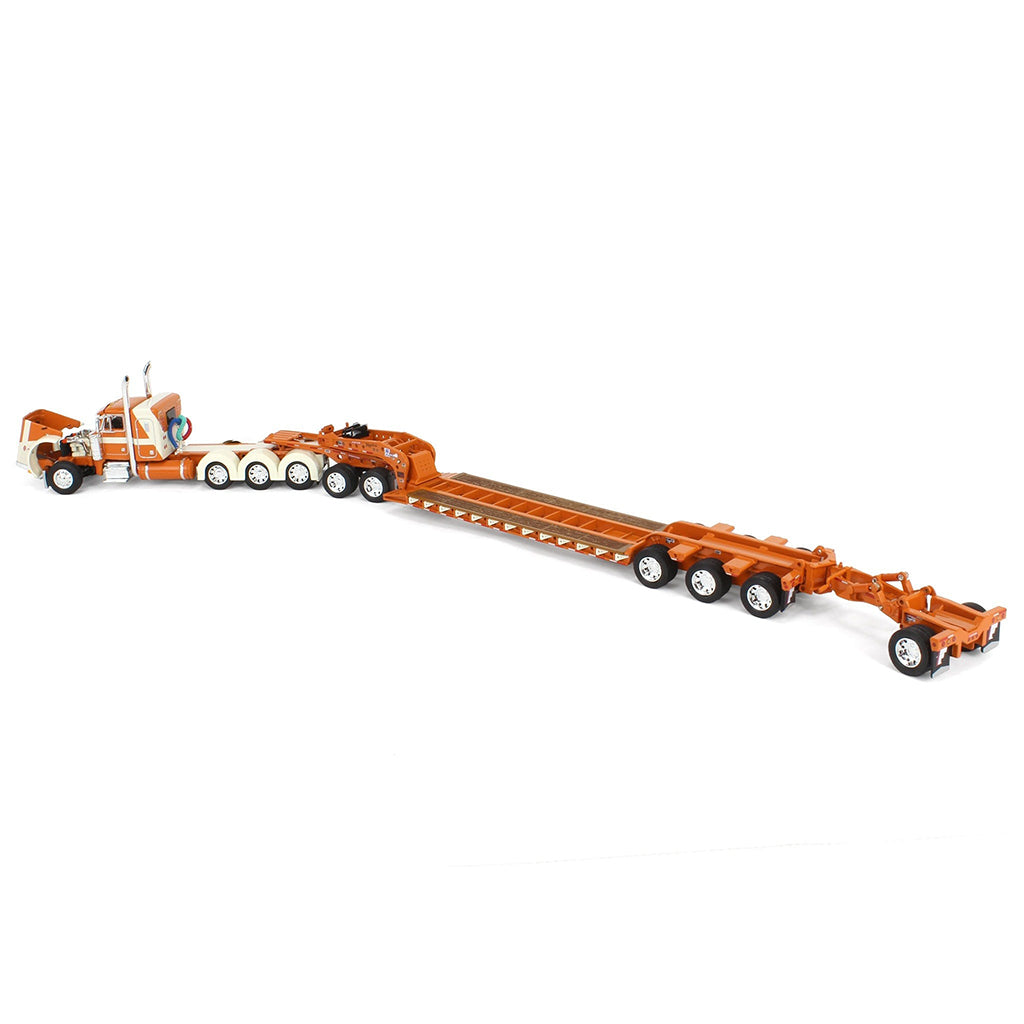 Peterbilt 379 Tri-Axle w/Fontaine Magnitude Lowboy Trailer w/Jeep & Stinger (Burnt Orange/Cream)