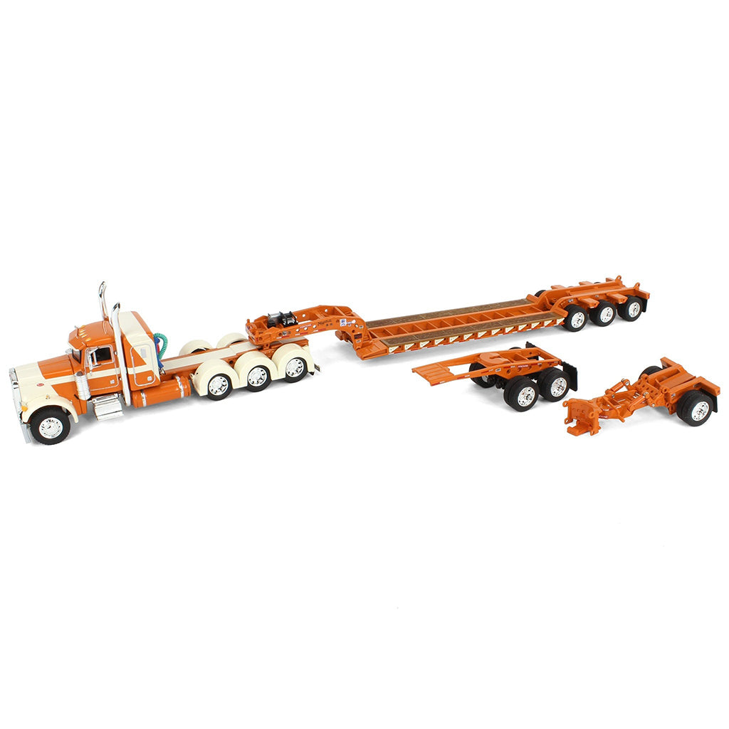 Peterbilt 379 Tri-Axle w/Fontaine Magnitude Lowboy Trailer w/Jeep & Stinger (Burnt Orange/Cream)