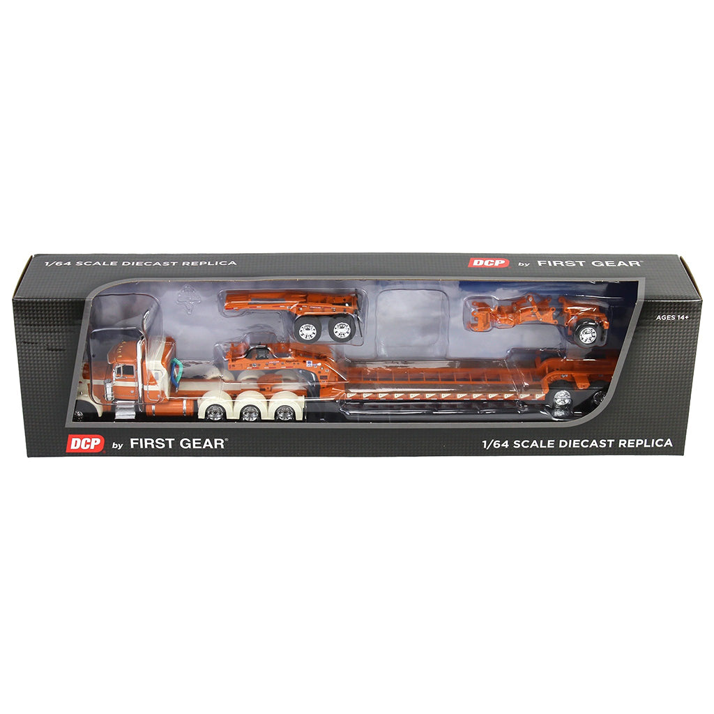 Peterbilt 379 Tri-Axle w/Fontaine Magnitude Lowboy Trailer w/Jeep & Stinger (Burnt Orange/Cream)