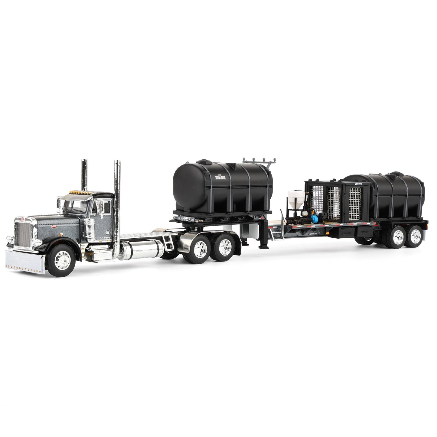 Peterbilt 379 Day Cab w/42' Demco Liquid Tender Trailer (Gunmetal Gray/Black)