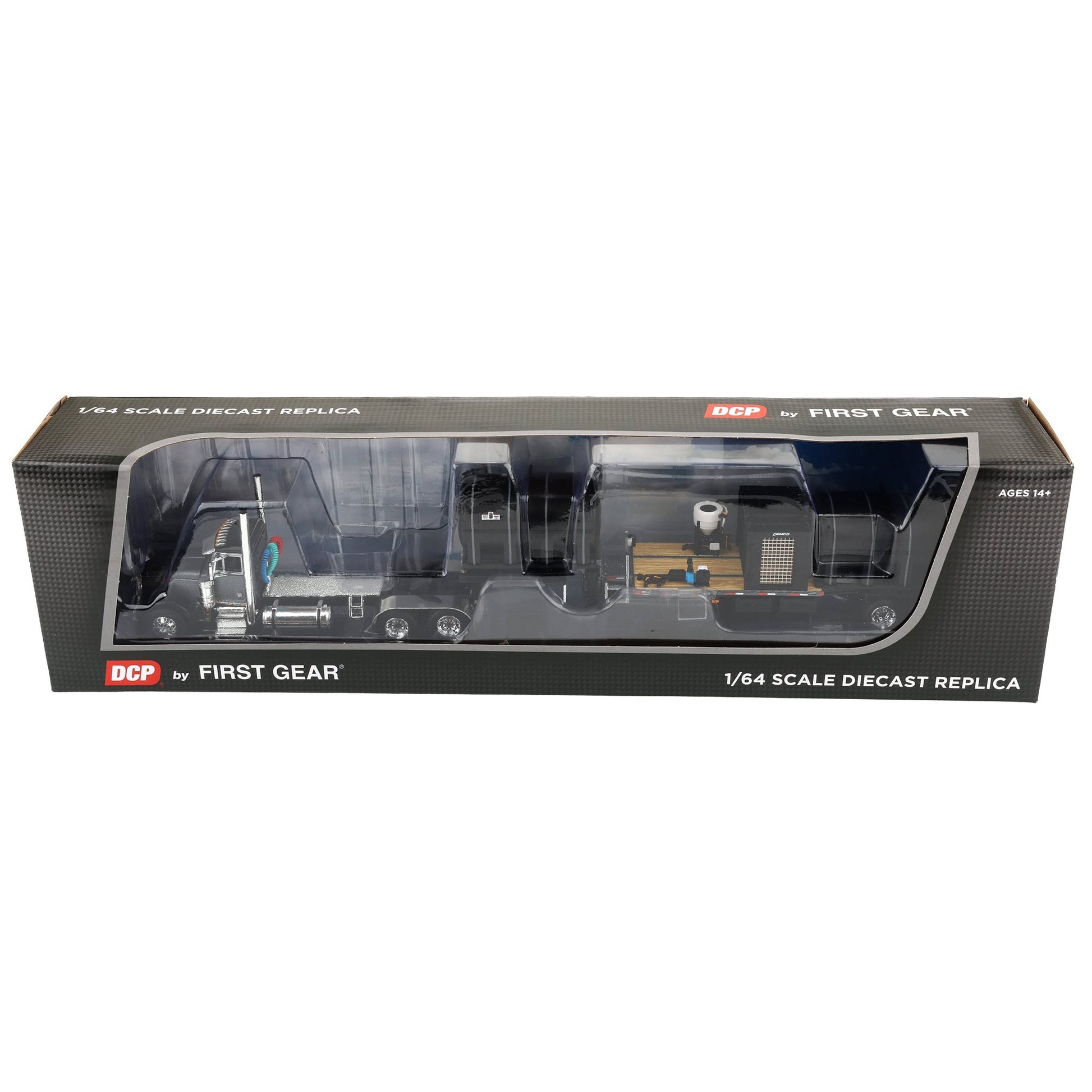 Boxed 1/64 scale diecast replica of a truck by DCP by First Gear on a white background