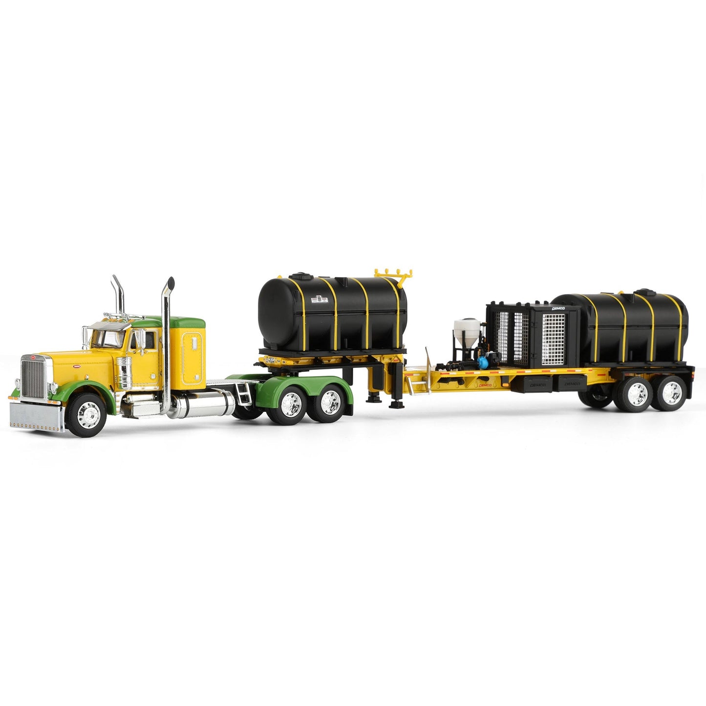 Peterbilt 379 36" Flattop Sleeper Cab w/42' Demco Liquid Tender Trailer (Yellow/Green)