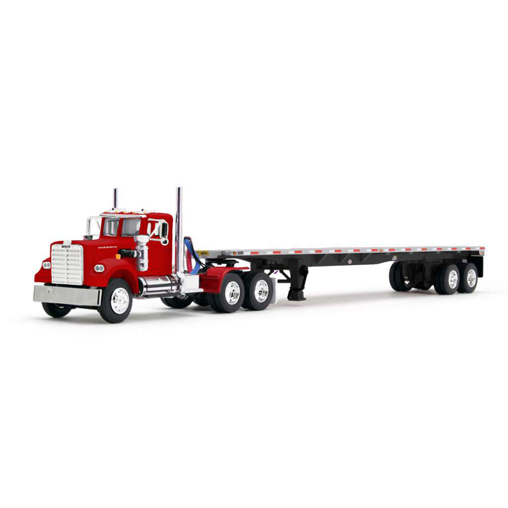 White Western Star 4900 w/48' Utility Flatbed Trailer (Viper Red)