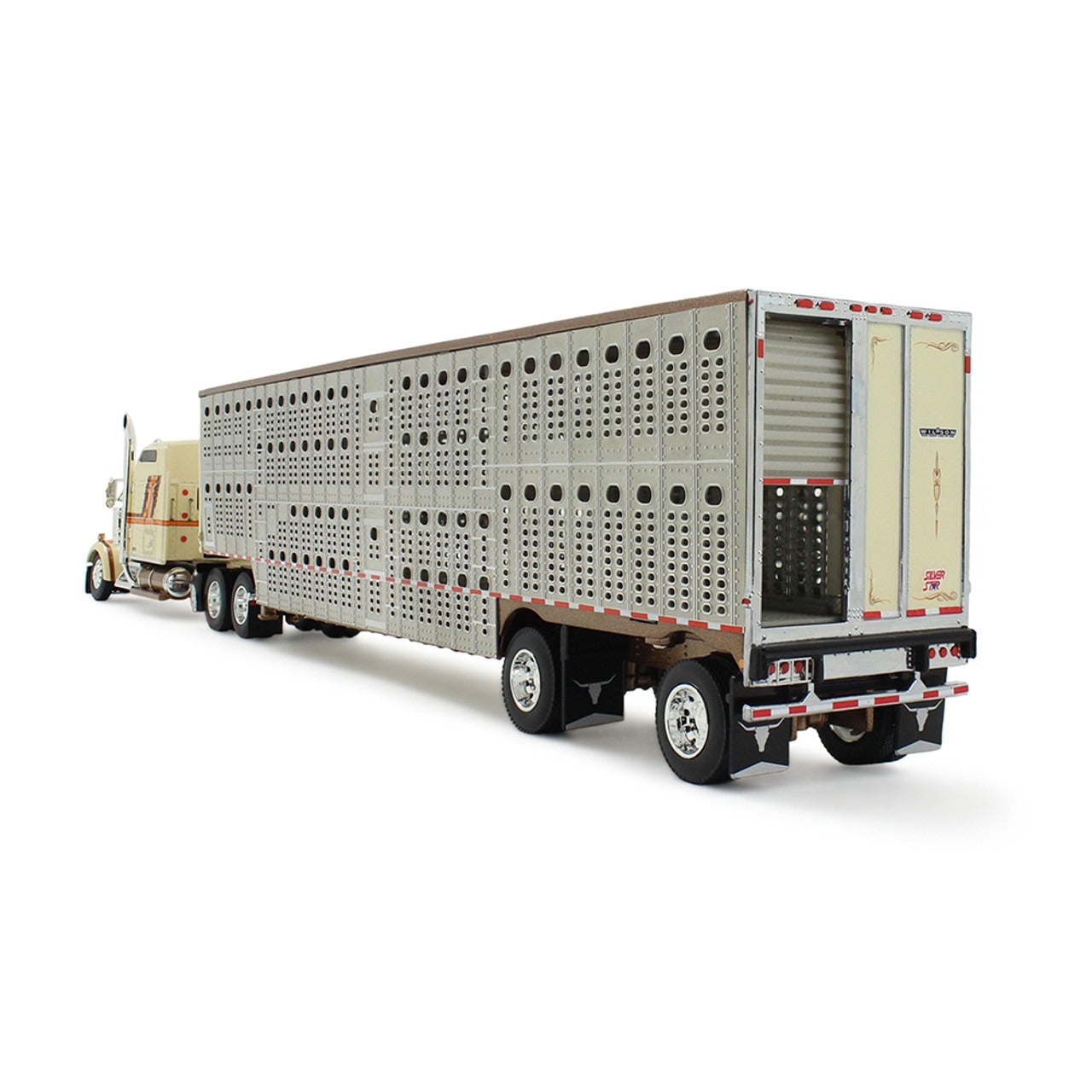 Kenworth W900L w/Wilson Silverstar 53' Livestock Trailer "Paradise Trucking - Truckin' For Tacos" (Tan/Orange/Brown)