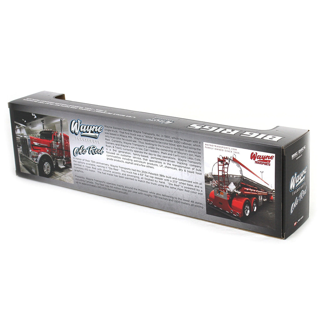 Peterbilt 389 w/Heil Petroleum Tanker Trailer "Wayne Transports - Ole Red" (Red/Chrome)